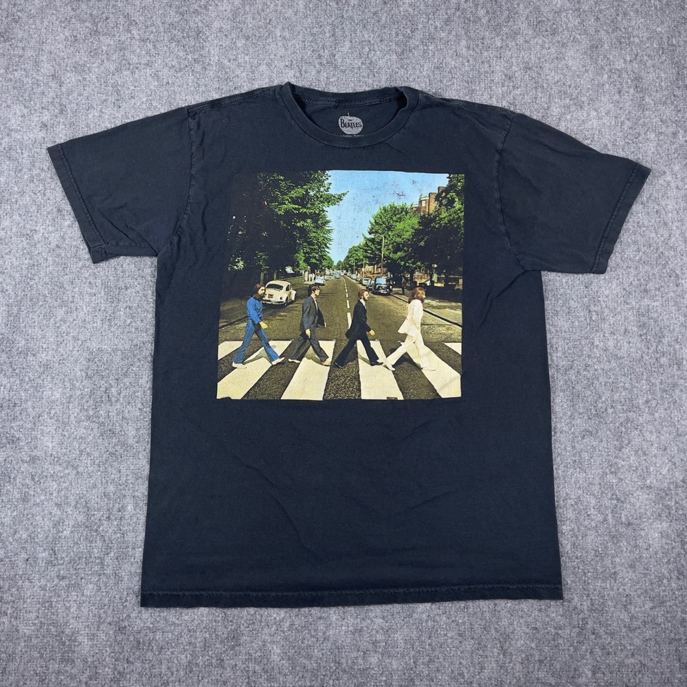 The Beatles Abbey Road T Shirt Mens XL Black Graphic Print 2013 Apple Corps